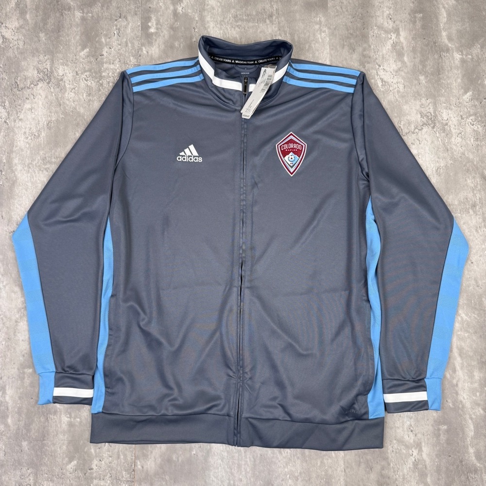 adidas Colorado Rapids MLS Soccer Track Jacket Mens XXL Gray Team Issued NWT